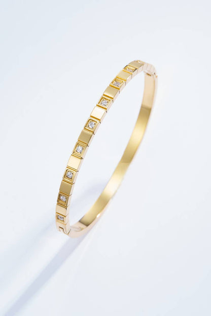 Stainless steel bangle bracelet with rhinestones 324AQ28