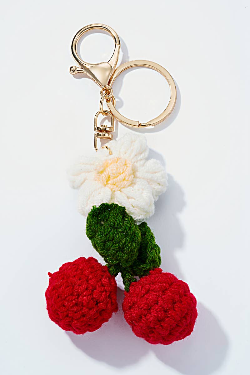 Grigri de sac et porte-clé Cerise en crochet PC007HZ