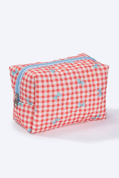 Gingham toiletry bag with bows CY308JH