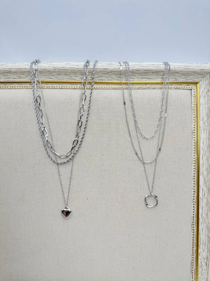 Set of 10 stainless steel necklaces without display stand SET336
