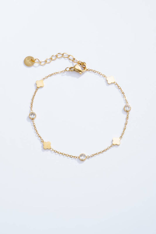Bracelet fin avec strasses en acier inoxydable 324AQ09