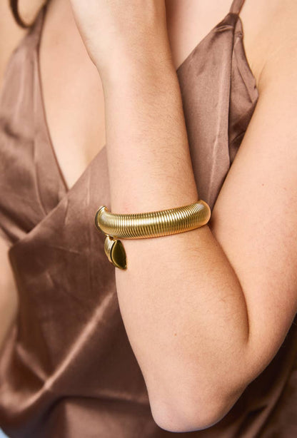 Textured stainless steel bangle bracelet 324AQ66