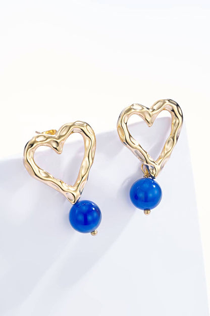 Boucles d'oreilles cœur avec pierre colorée 124AQ188