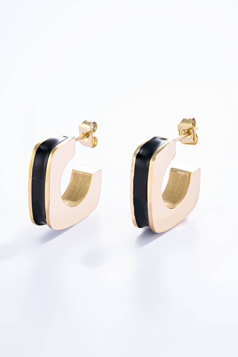Stainless Steel Half-Hoop Earrings 124AQ96N97N98