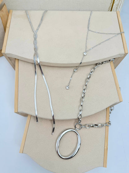 Set of 10 stainless steel necklaces without display stand SET336