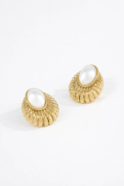 Boucles d’oreilles coquillage à perle en acier 124AQ316