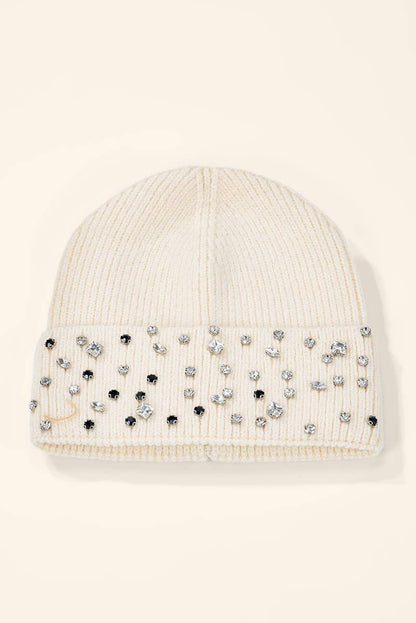 Rhinestone ribbed beanie MJ303SD