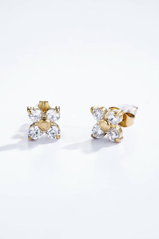 Boucles d'oreilles puces trèfle en zircons 124RX110