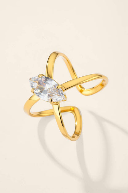 Bague solitaire zircon marquise en acier inoxydable 424AQ331