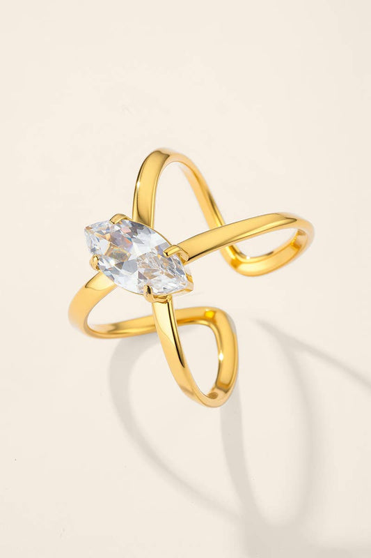 Bague solitaire zircon marquise en acier inoxydable 424AQ331