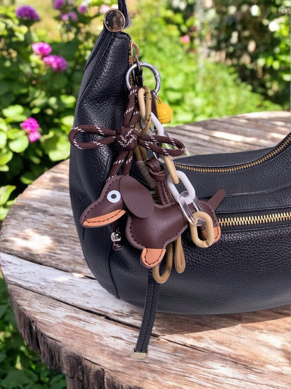 Dog and bell bag charm and keychain PC16