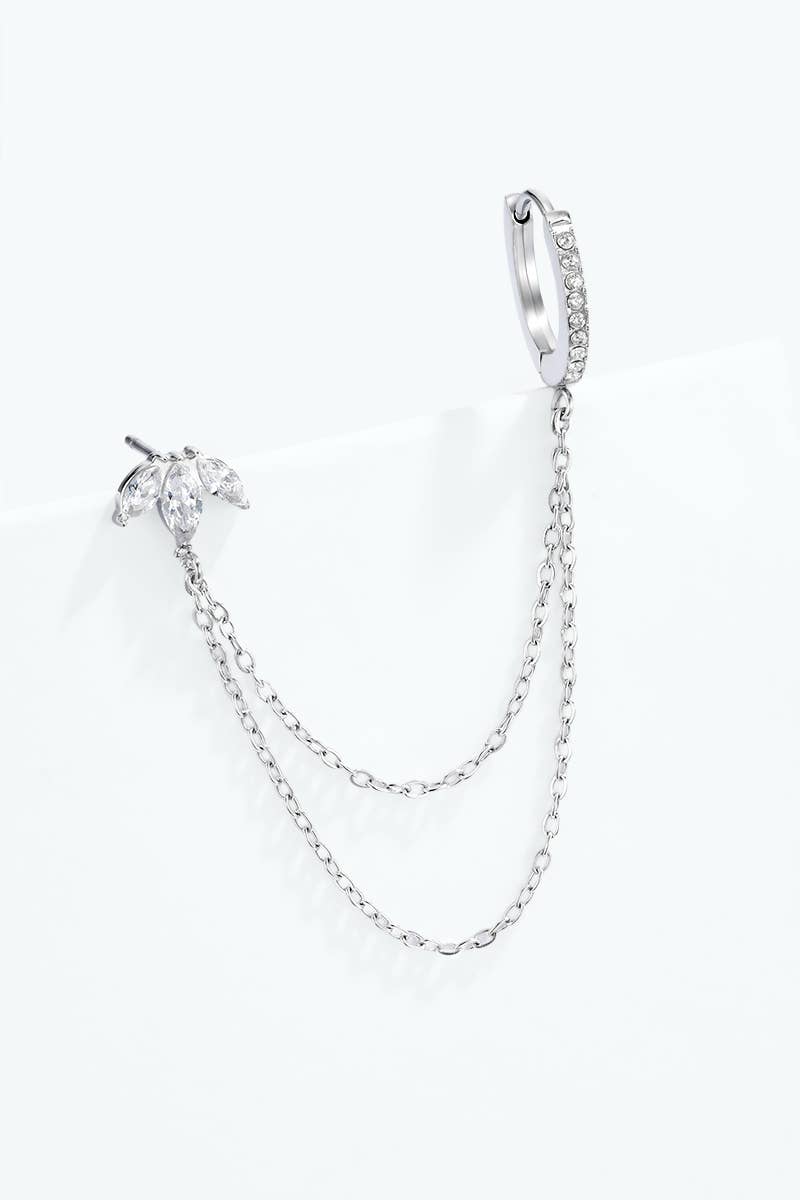 Mono-boucle double piercing puce et créole en acier 124AQ763