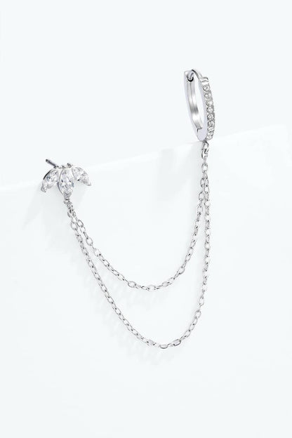 Mono-boucle double piercing puce et créole en acier 124AQ763