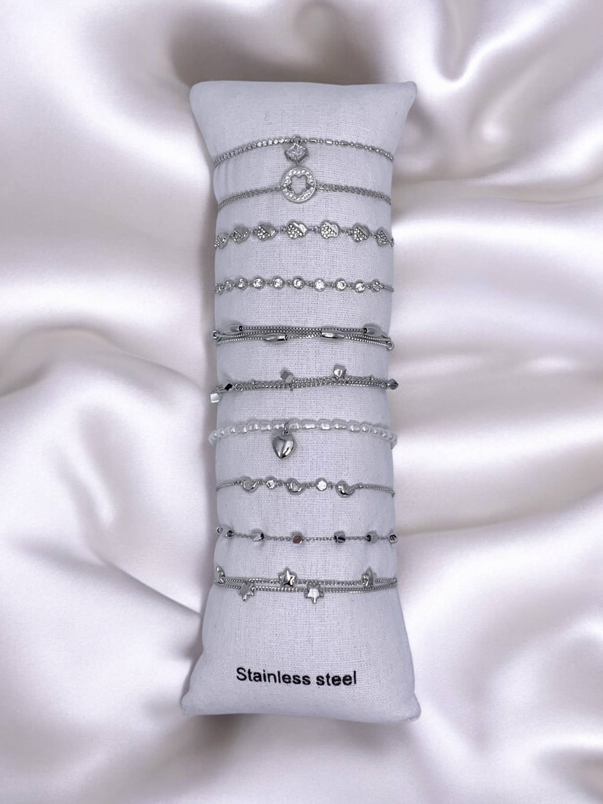 Set de 10 bracelets en acier inoxydable SET18