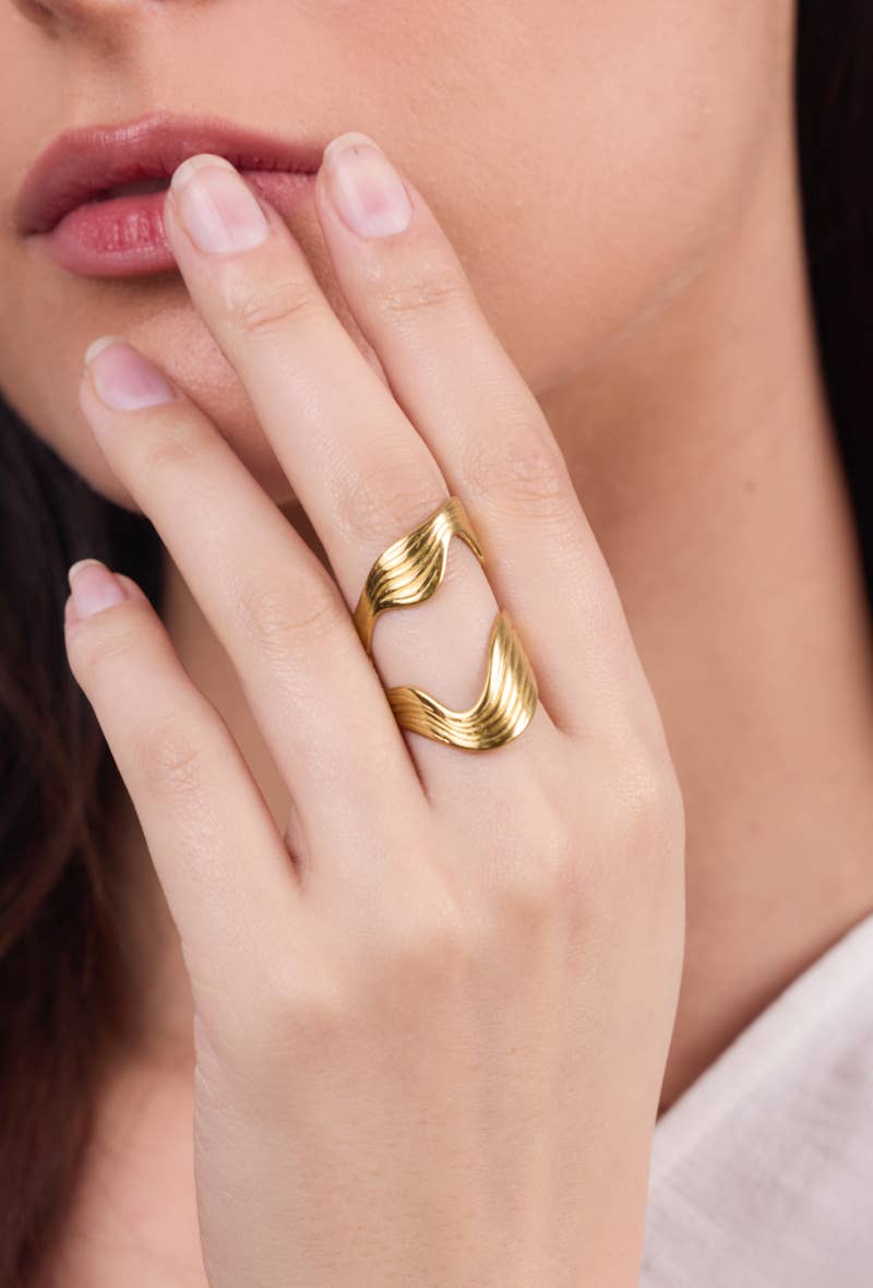 Draped stainless steel ring 424CA34