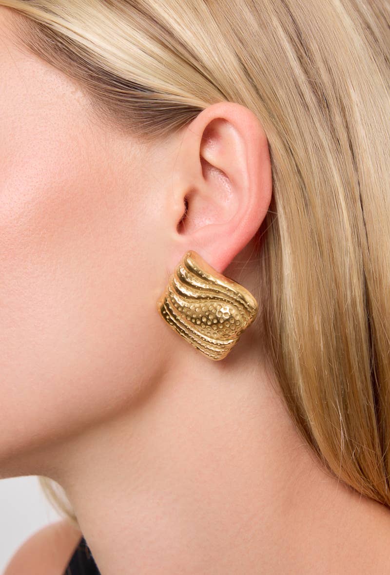 Boucles d'oreilles texturées en acier inoxydable 124RX27