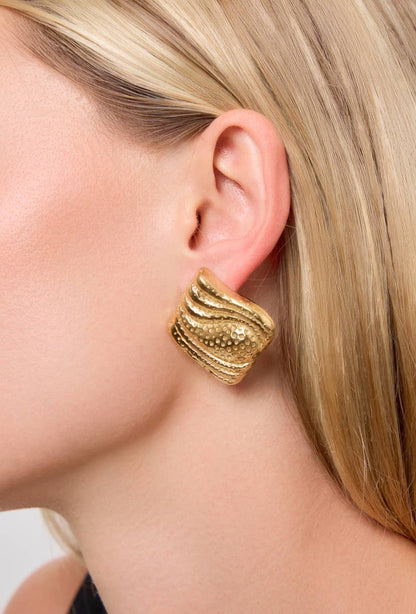 Boucles d'oreilles texturées en acier inoxydable 124RX27