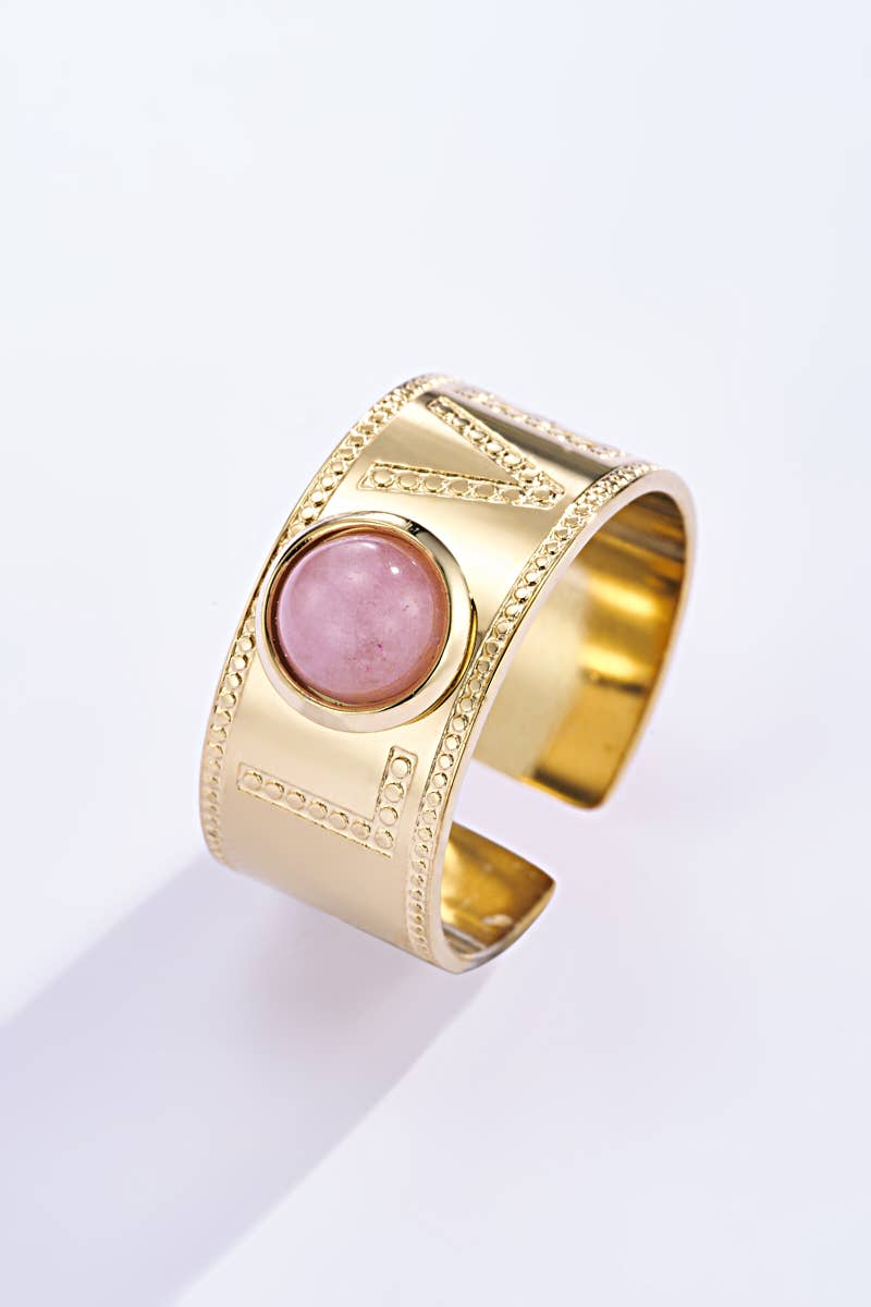Bague avec pierre coloré en acier inoxydable 424RX101