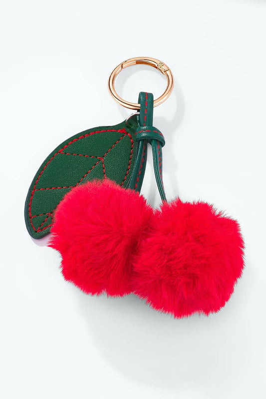 Faux fur cherry bag charm PC001YJ