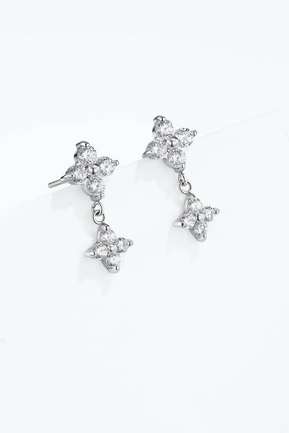 Boucles d’oreilles trèfle zircons en acier 124AQ822