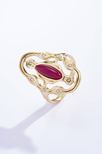 Bague avec pierre colorée en acier inoxydable 424RX88