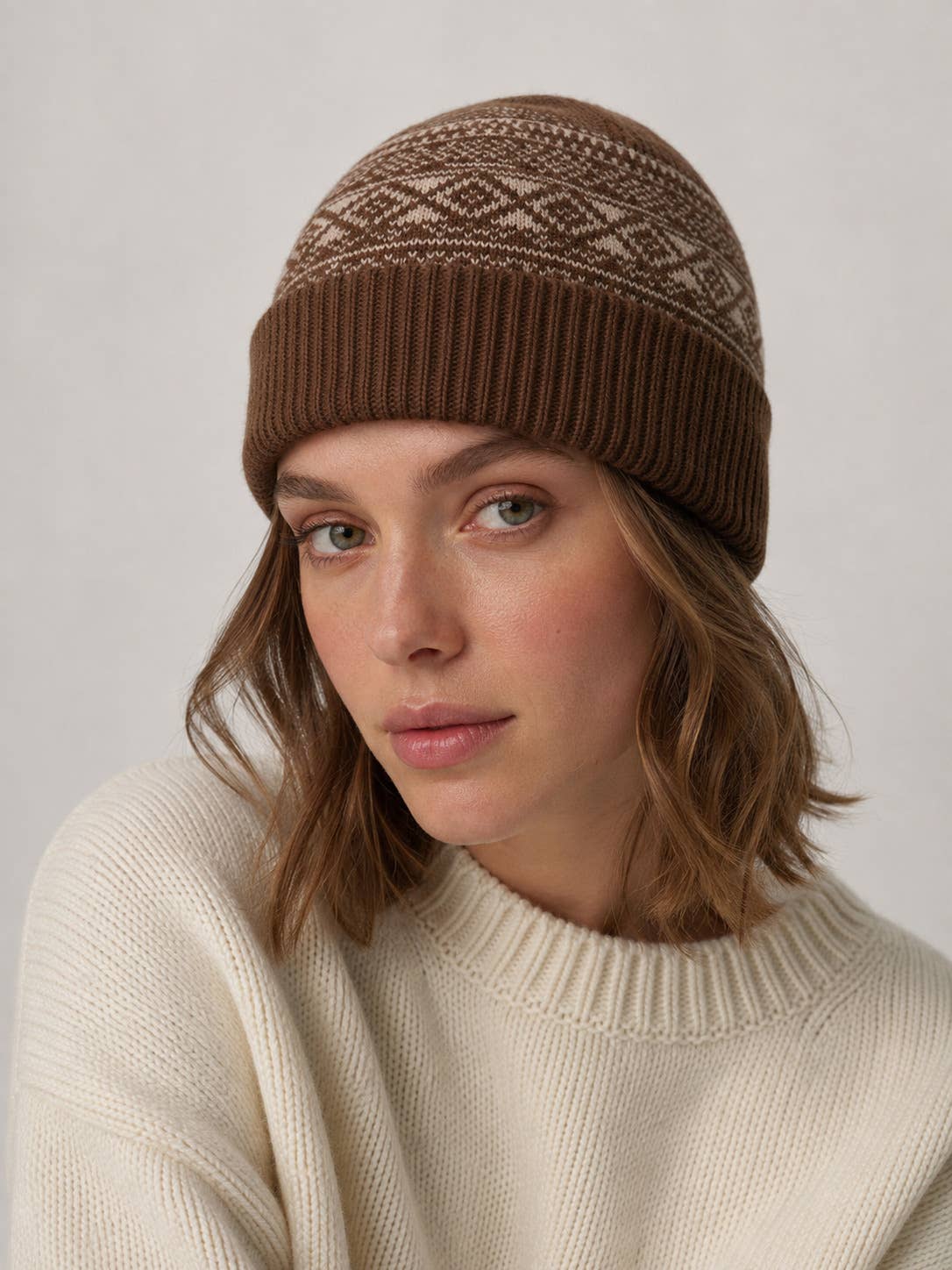 Bonnet à revers motif jacquard MJ305SD