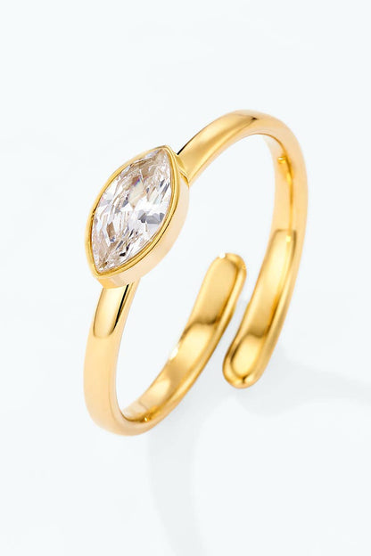 Stainless steel marquise solitaire ring 424AQ342