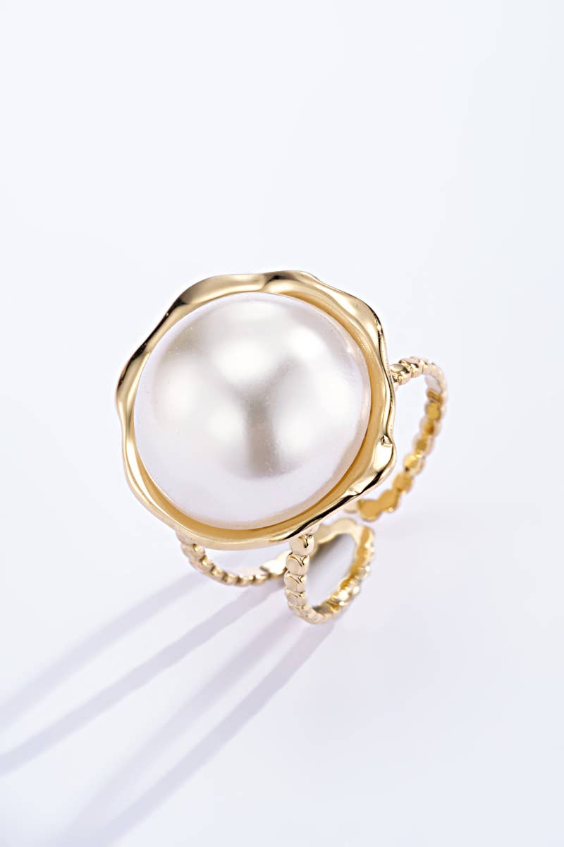 Bague avec perle en acier inoxydable 424RX24