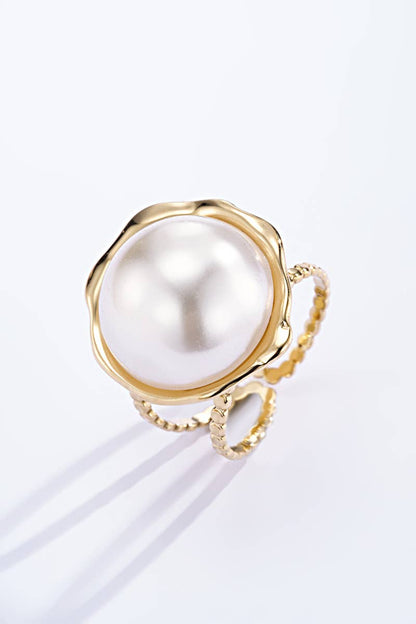 Bague avec perle en acier inoxydable 424RX24