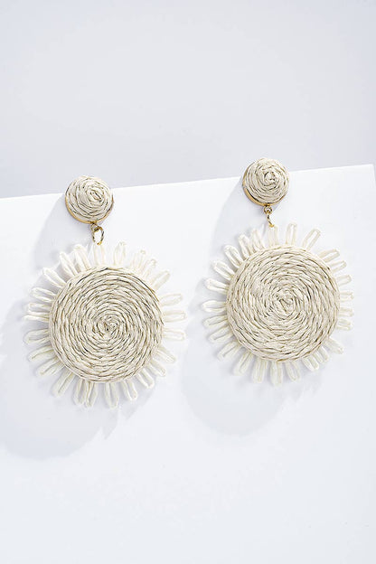 Straw earrings with steel stud 124NN07