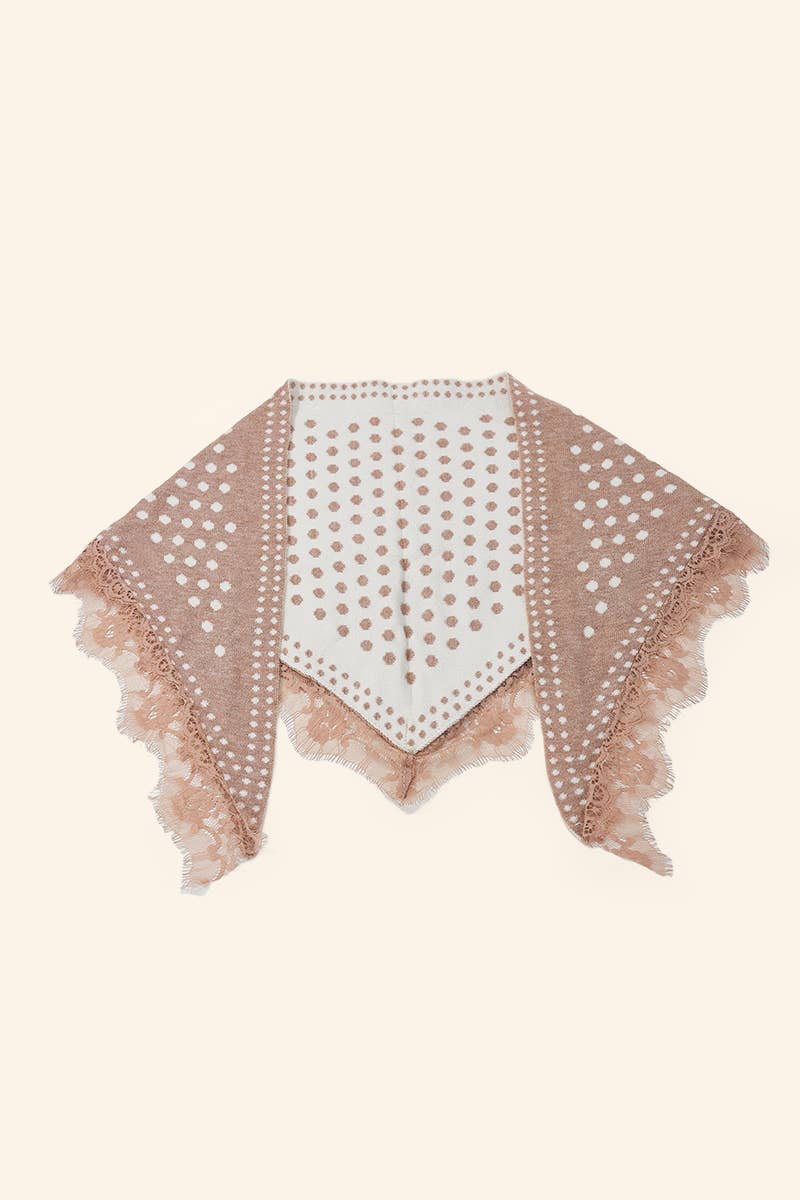 Polka dot and lace triangle scarf FL603DF