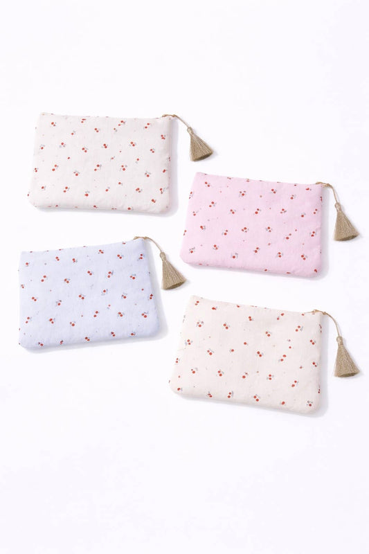 Pochette trousse à motif cerises 21x16 cm CY68
