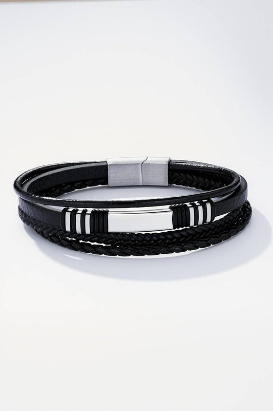 Bracelet en cuir et en acier inoxydable 324OP92