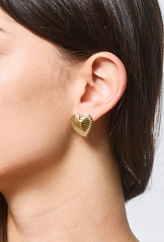 Boucles d'oreilles puces cœur en acier inoxydable 124AQ196