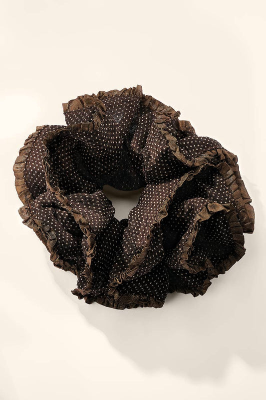 Chouchou mousseline à pois et volants 15cm FQ259XQ