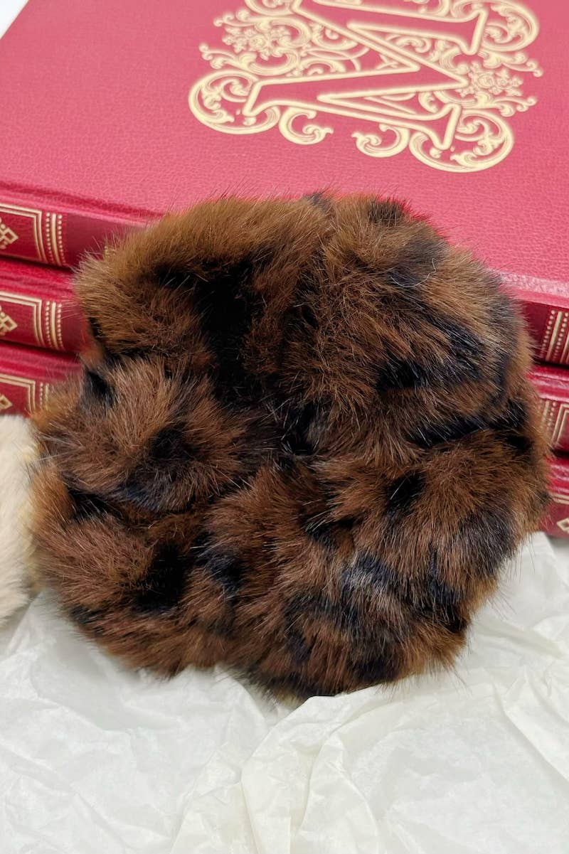 Leopard faux fur scrunchie FQ9YJ