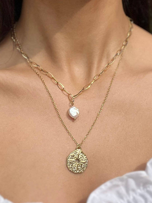 Collier perle naturelle en acier inoxydable 224RX48