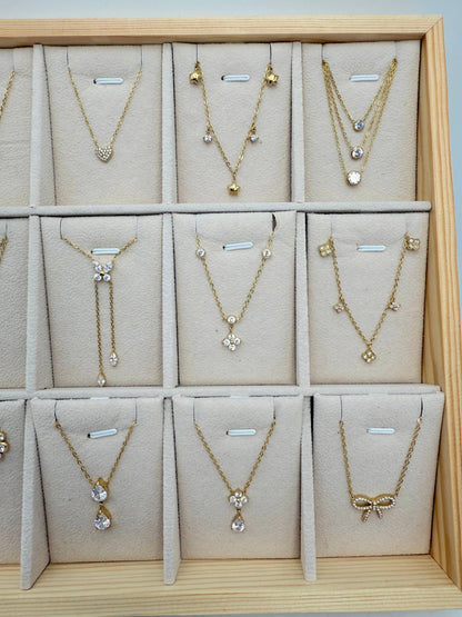 Set of 18 stainless steel necklaces without display stand SET330