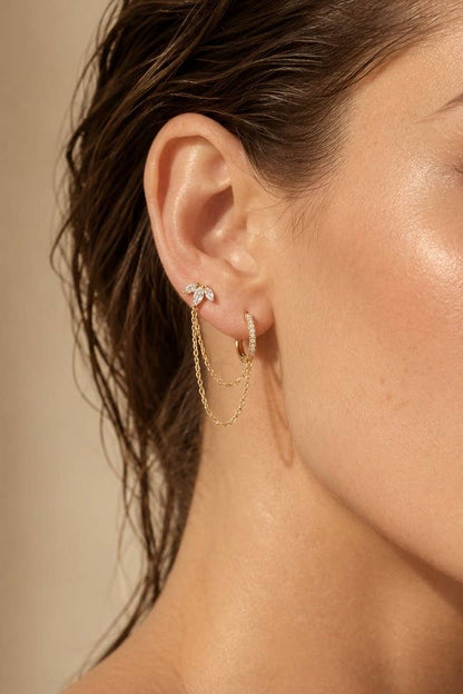 Mono-boucle double piercing puce et créole en acier 124AQ763