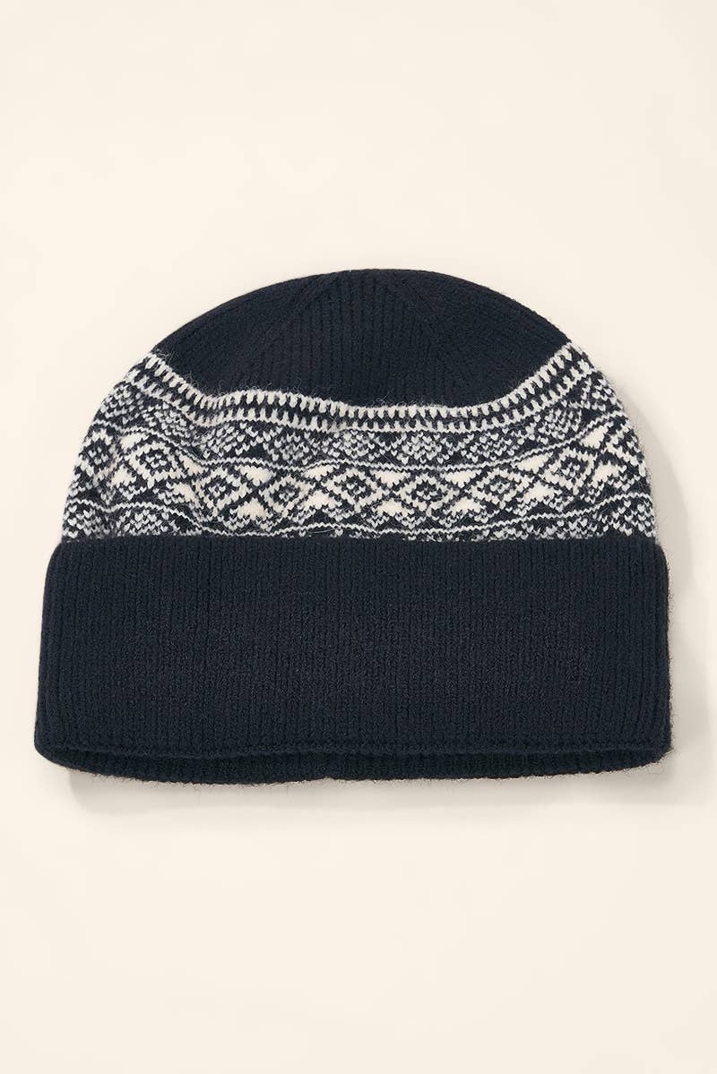 Bonnet à revers motif jacquard MJ305SD