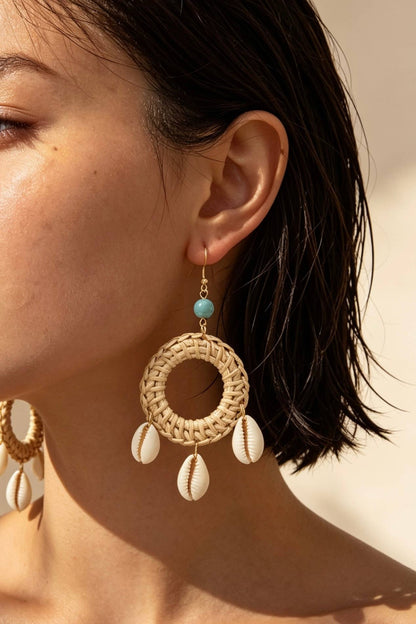 Boucles d'oreilles en paille avec puce acier 124NN03