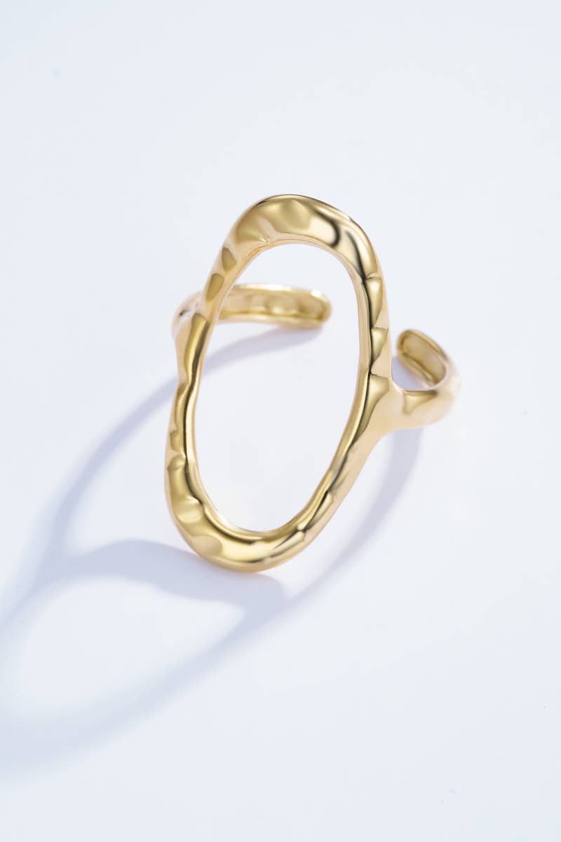 Bague ovale texturée en acier inoxydable 424AQ07