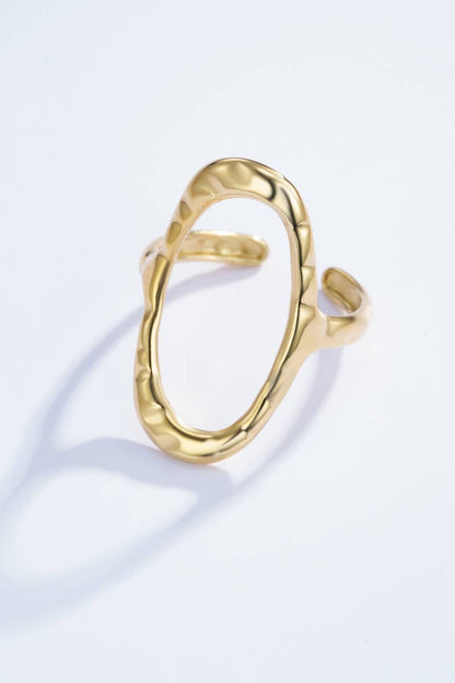 Bague ovale texturée en acier inoxydable 424AQ07