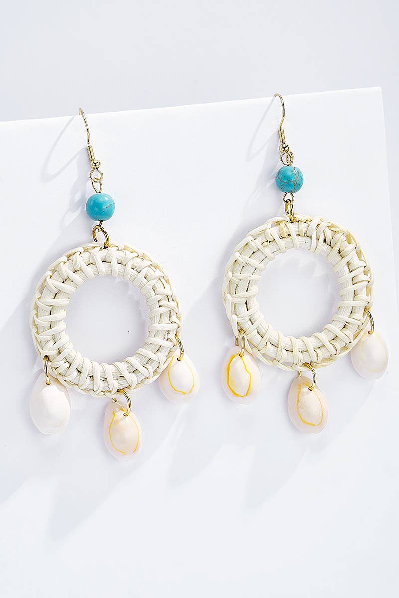 Straw earrings with steel stud 124NN03