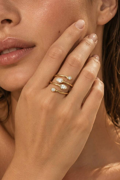 Bague multi-bandes à zircons en acier inoxydable 424AQ510