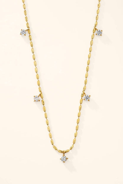 Stainless steel necklace with hanging cubic zirconia 224AQ385