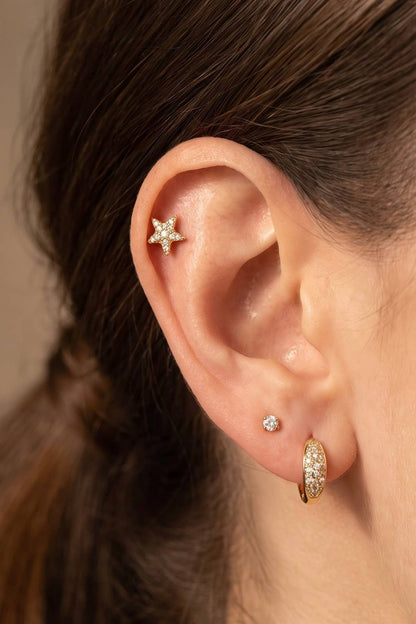 Piercings étoile pavée en acier inoxydable 124AQ826