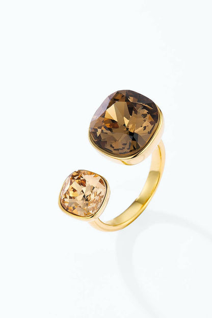 Bague à double cristal coloré en acier inoxydable 424AQ373