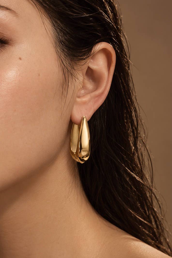 Boucles d'oreilles créoles goutte en acier 124AQ596