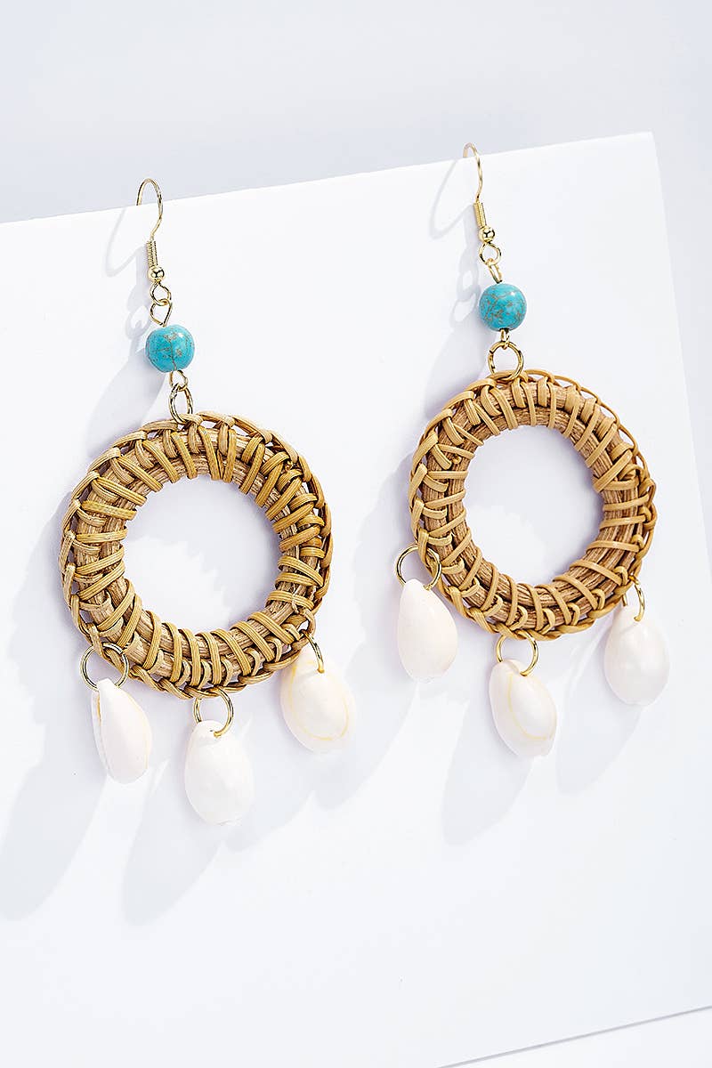 Straw earrings with steel stud 124NN03